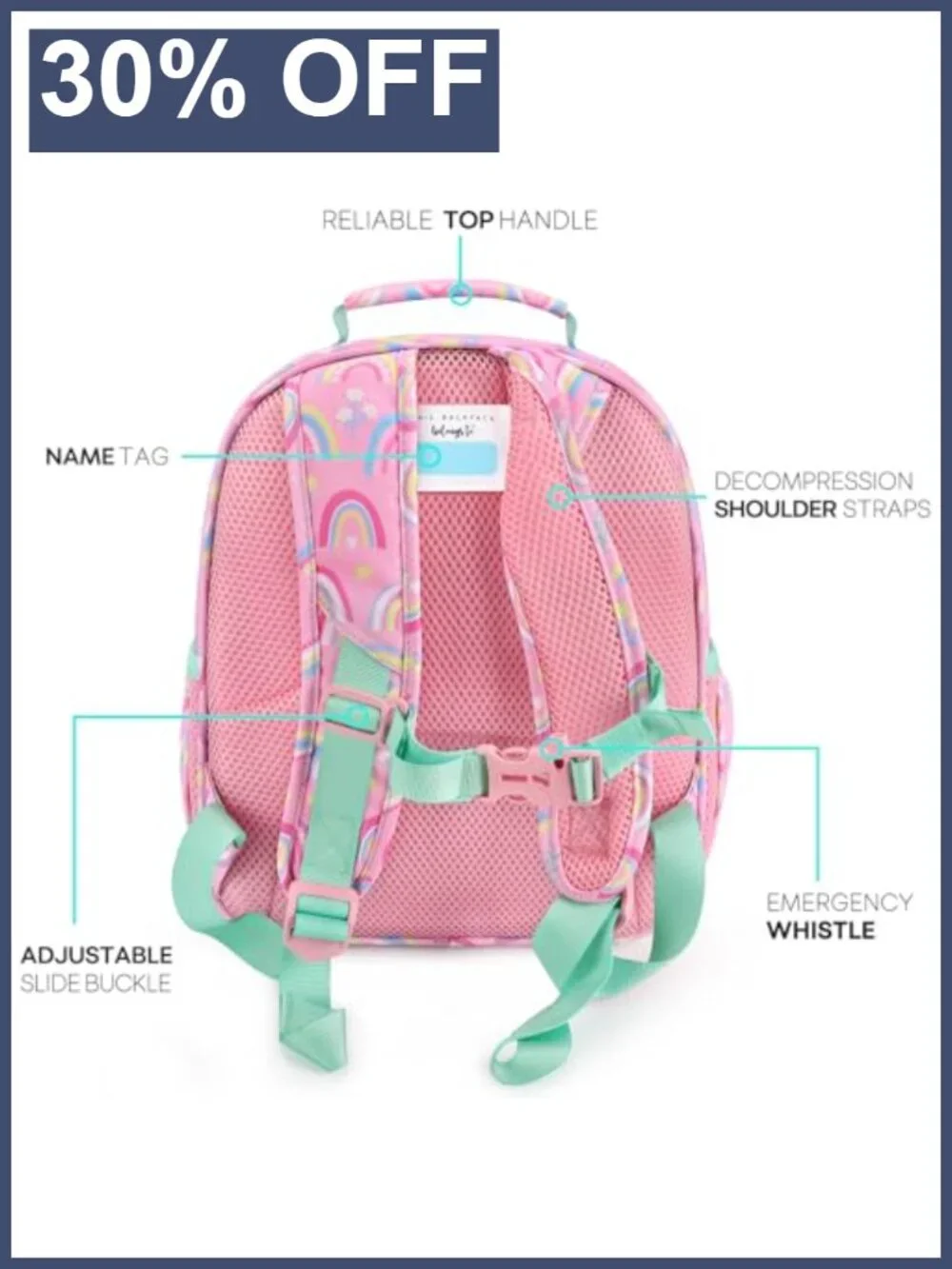 Lightweight Kids Backpack for Girls Elementary School Bookbag Rainbow